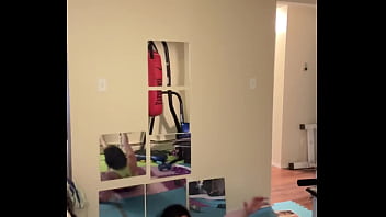 Sarah bj stretching in workout outfit