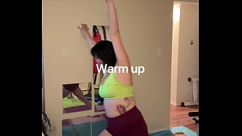 Sarah bj stretching in workout outfit