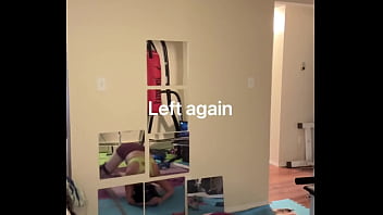 Sarah bj stretching in workout outfit