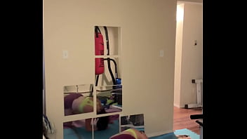 Sarah bj stretching in workout outfit