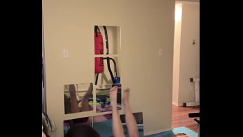 Sarah bj stretching in workout outfit