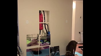 Sarah bj stretching in workout outfit