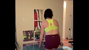 Sarah bj stretching in workout outfit