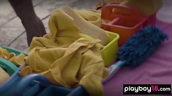 Exotic beauty and her naughty nude gfs washing a car