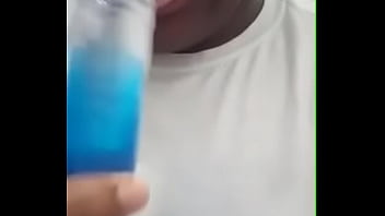 Black teen sucking dildo