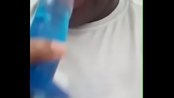 Black teen sucking dildo