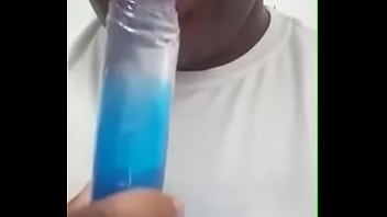 Black teen sucking dildo