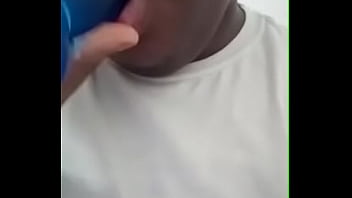 Black teen sucking dildo