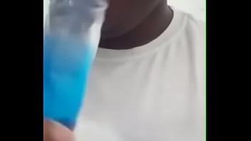 Black teen sucking dildo