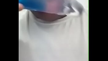 Black teen sucking dildo