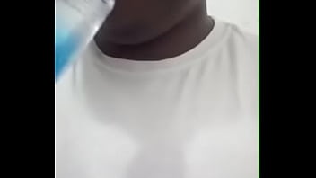 Black teen sucking dildo