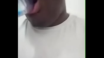 Black teen sucking dildo