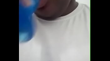 Black teen sucking dildo