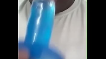 Black teen sucking dildo
