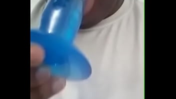 Black teen sucking dildo