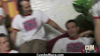 Busty ebony whore gangbanged and covered in cum 3