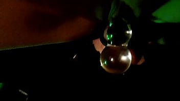 Big glass dildo in her pussy