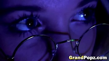 Reverse cowgirl blonde teen riding old stud