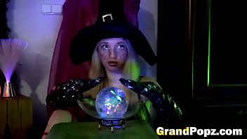 Reverse cowgirl blonde teen riding old stud