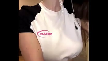 Step sister with big tits shows her pussy