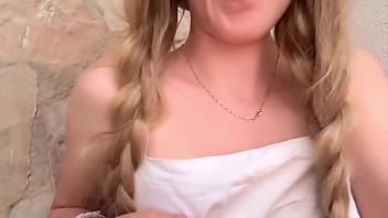 My stepdad leaves me outside the house and i wait for him very horny in the front yard