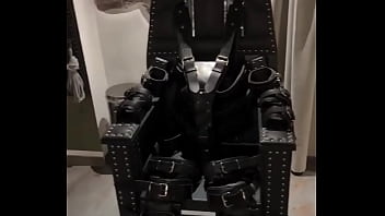 Before And After Super Heavy Bondage Chair Rubber Catsuit Studio Gum Mask And Blow Up Collar thumbnail