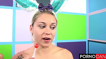 College cuties bunnies celebrate easter in a foursome