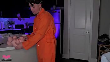 Sneaky inmate fucks sex toy