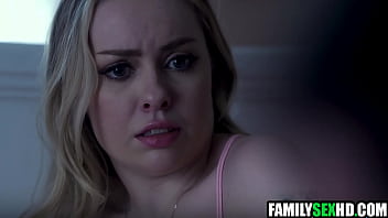 Creepy step uncle taking care of teen step niece