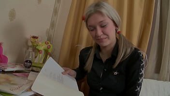 Teen blonde shows her qualities with anal sex and anal creampie