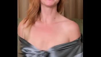 Hazel ash testing the #integrity of her #shiny #satin button up #shirt shaking her #assets to see if the shirt or #gravity