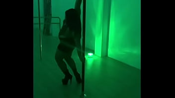 Pinay pole dancing with heels and doing aerial hoops