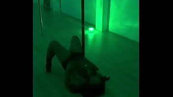 Pinay pole dancing with heels and doing aerial hoops