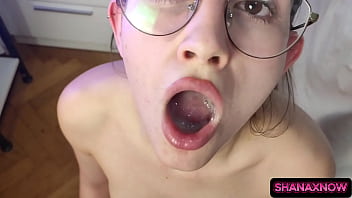 Cumshot extraction swallow climax for my step daddy in live show