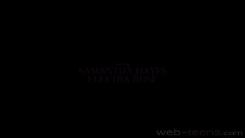 Brunette teen scissors