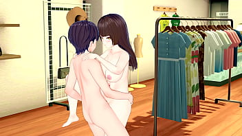 Big tits brunette sucks & fucks at the clothing shop