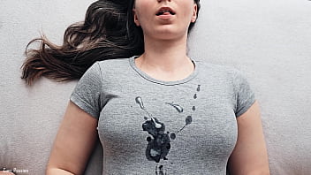 Hot cumshot on my new gray t shirt
