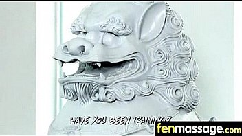 Sexy babe is massaged and fucked by her masseur 1