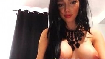 Sexy brunette teen big tits show pussy