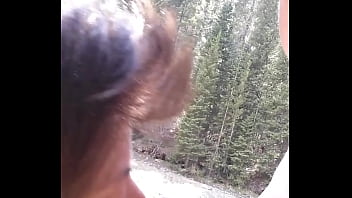 Petite latinas sucks huge cock and swallowed cum by riverfront