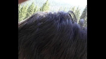 Petite latinas sucks huge cock and swallowed cum by riverfront