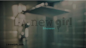 Aspiring teen brunette took a shower