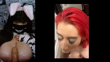 Hot cosplay girl with their tits exposed playing with your big boobs while watch a compilation of porn videos