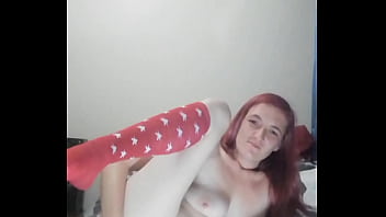 Horny nymphomaniac fucks her wet pussy in knee high socks in different positions late at night