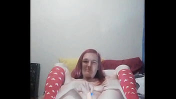 Horny nymphomaniac fucks her wet pussy in knee high socks in different positions late at night