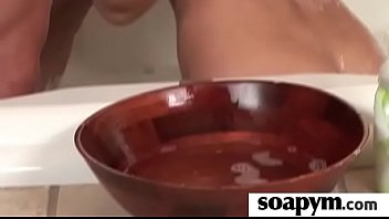 Soapy massage end with a big cumshot 13