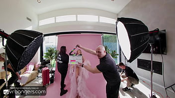 Vr hot blonde blake in lingerie sucks a huge cock and shows her hairy pussy