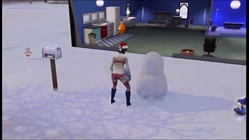 Small breasted brunette enjoys the snow but needs some heat to warm her up