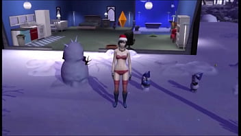 Small breasted brunette enjoys the snow but needs some heat to warm her up