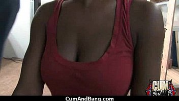 Ebony chick hard fuck in interracial group 28